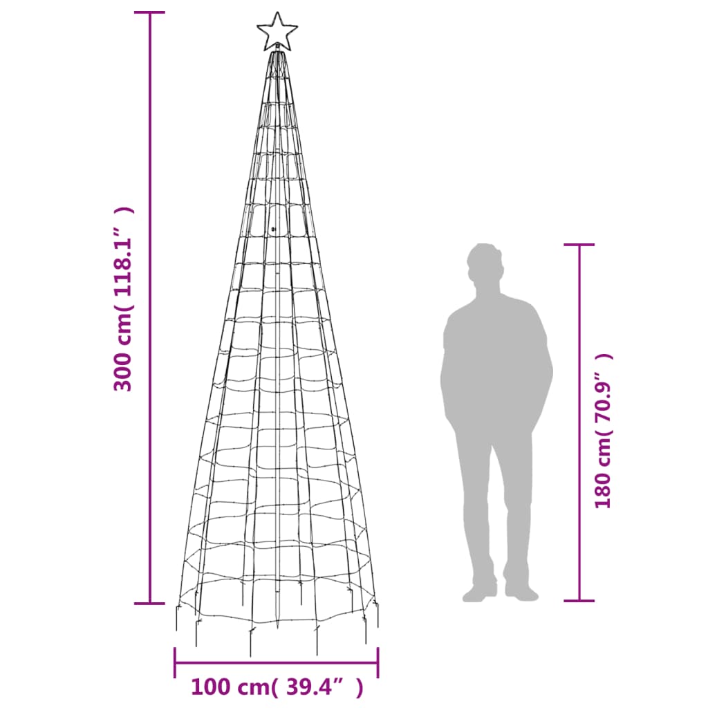 vidaXL Sapin de Noël LED avec piquets de terre 570 LED bleu 300 cm
