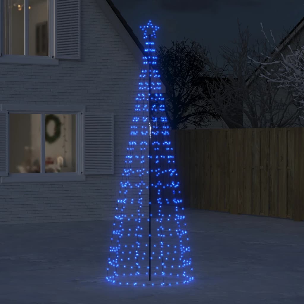 vidaXL Sapin de Noël LED avec piquets de terre 570 LED bleu 300 cm