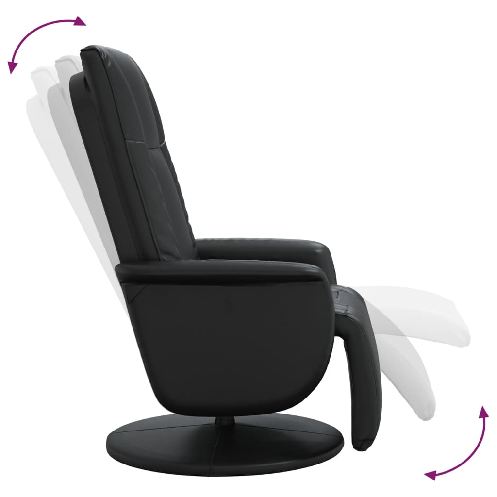 vidaXL Relaxsessel mit Fußteil Schwarz Kunstleder