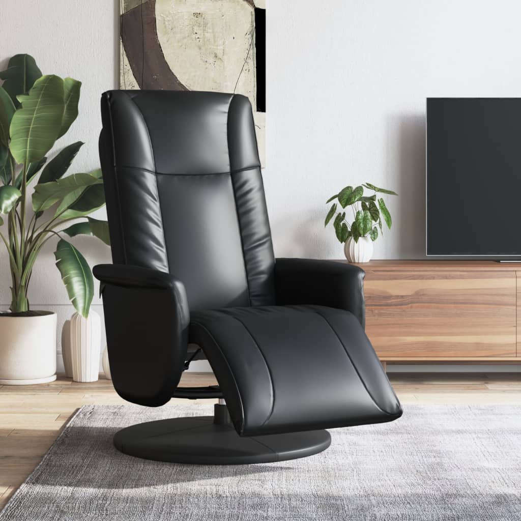 vidaXL Relaxsessel mit Fußteil Schwarz Kunstleder
