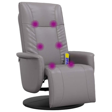 vidaXL Massagesessel mit Fußteil Grau Kunstleder