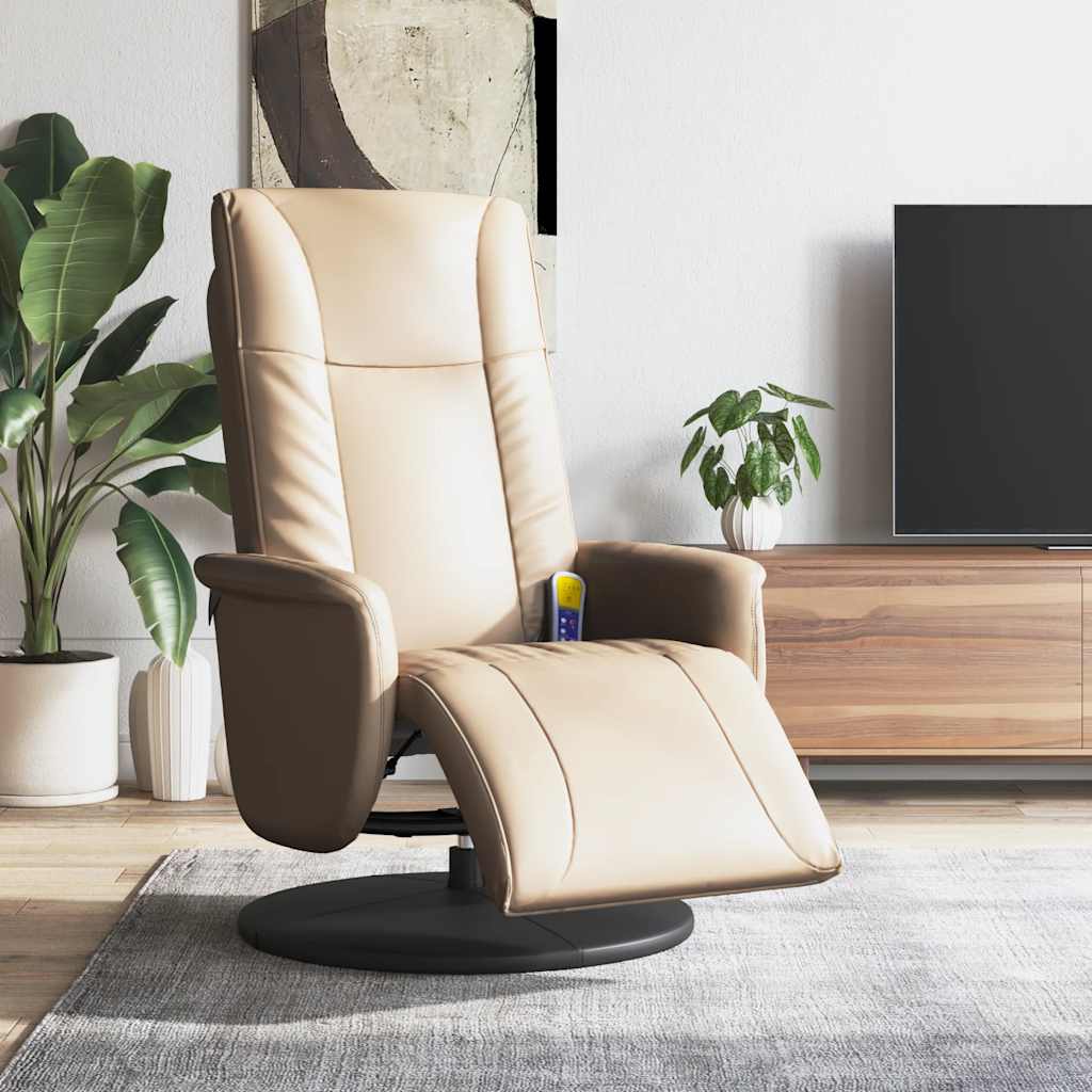 vidaXL Massagesessel mit Fußteil Cappuccino-Braun Kunstleder