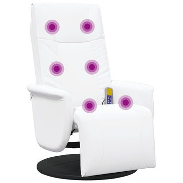 vidaXL Massagesessel mit Fußteil Weiß Kunstleder