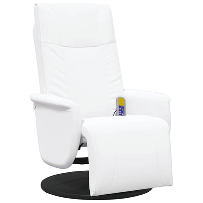 vidaXL Massagesessel mit Fußteil Weiß Kunstleder