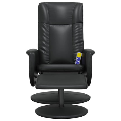vidaXL Massagesessel mit Fußhocker Schwarz Kunstleder