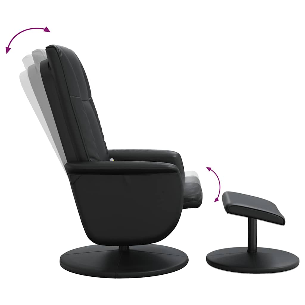 vidaXL Massagesessel mit Fußhocker Schwarz Kunstleder