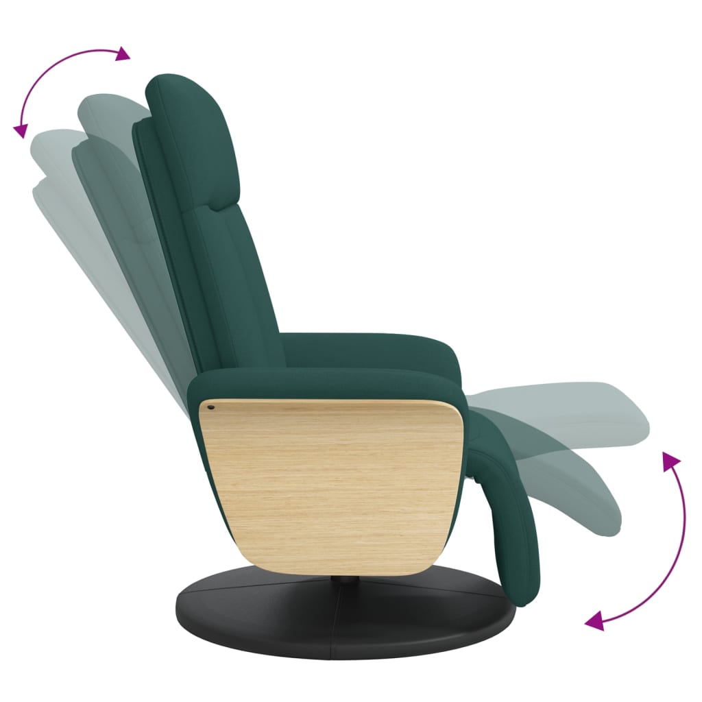 vidaXL Fauteuil relax avec repose-pied Tissu vert foncé