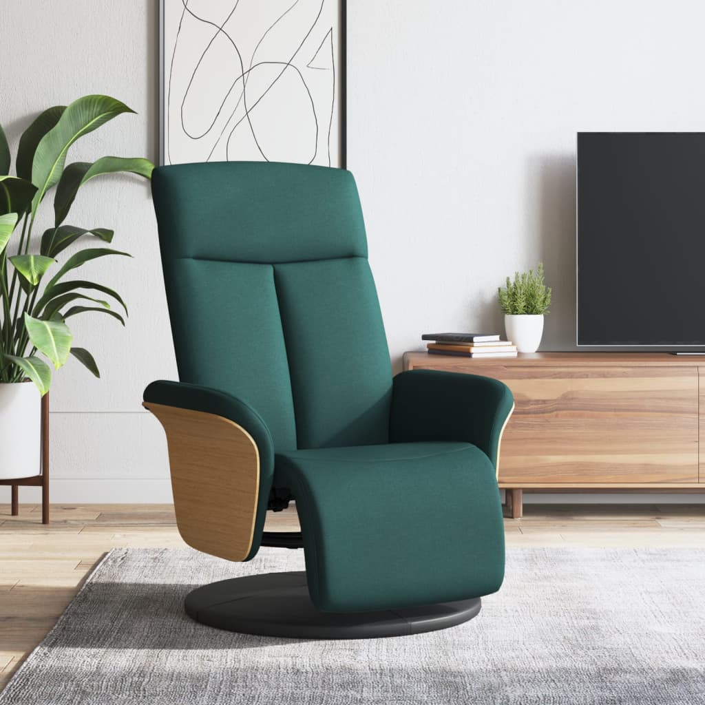 vidaXL Fauteuil relax avec repose-pied Tissu vert foncé