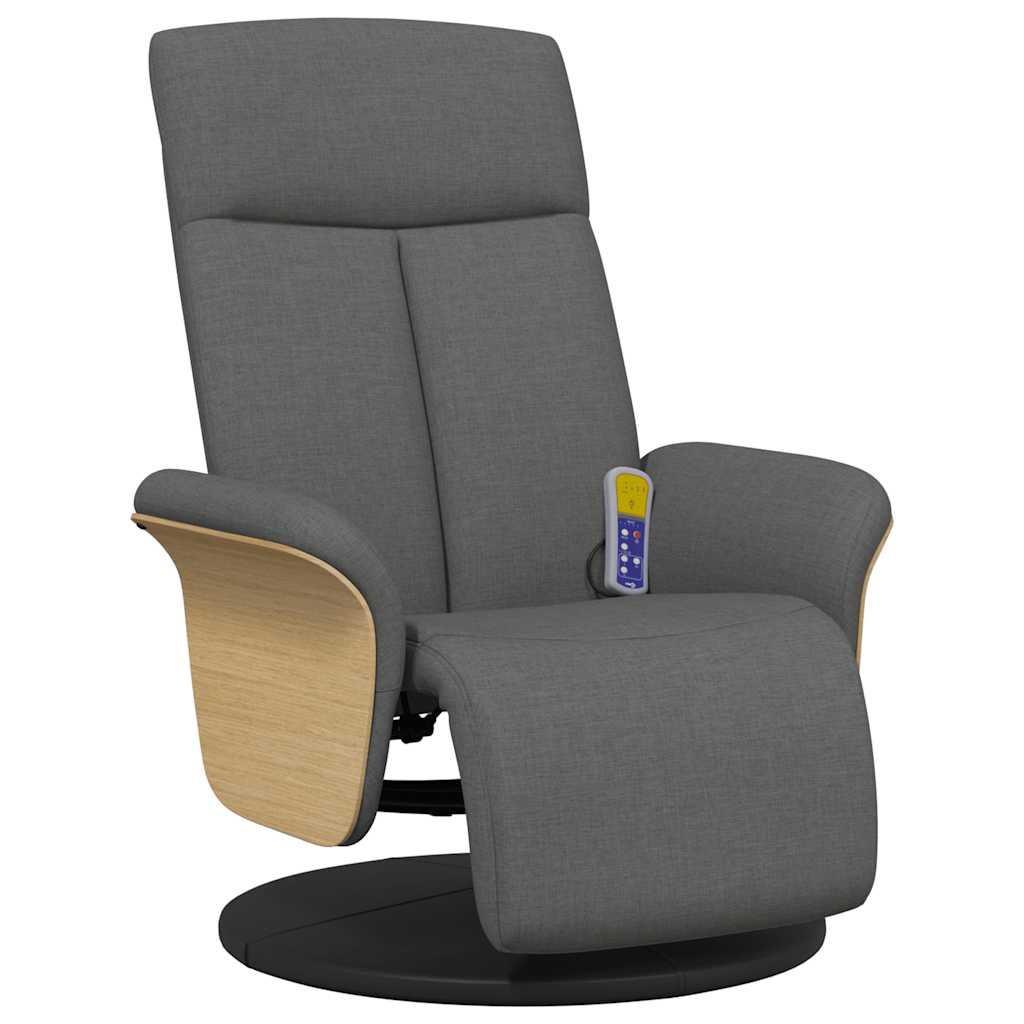 vidaXL Massagesessel mit Fußteil Dunkelgrau Stoff