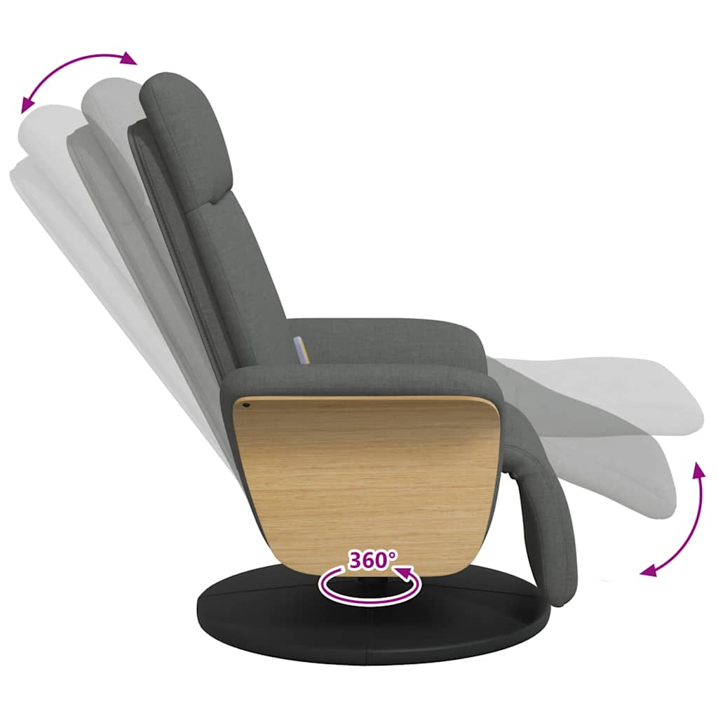 vidaXL Massagesessel mit Fußteil Dunkelgrau Stoff
