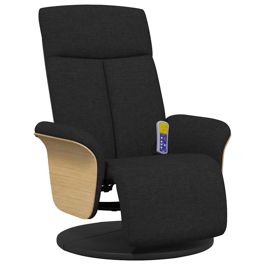vidaXL Massagesessel mit Fußteil Schwarz Stoff