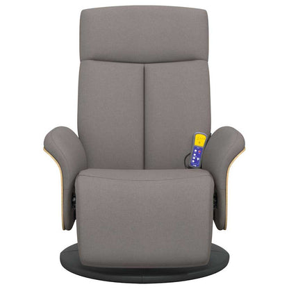 Fauteuil de massage avec repose-pieds taupe en tissu vidaXL