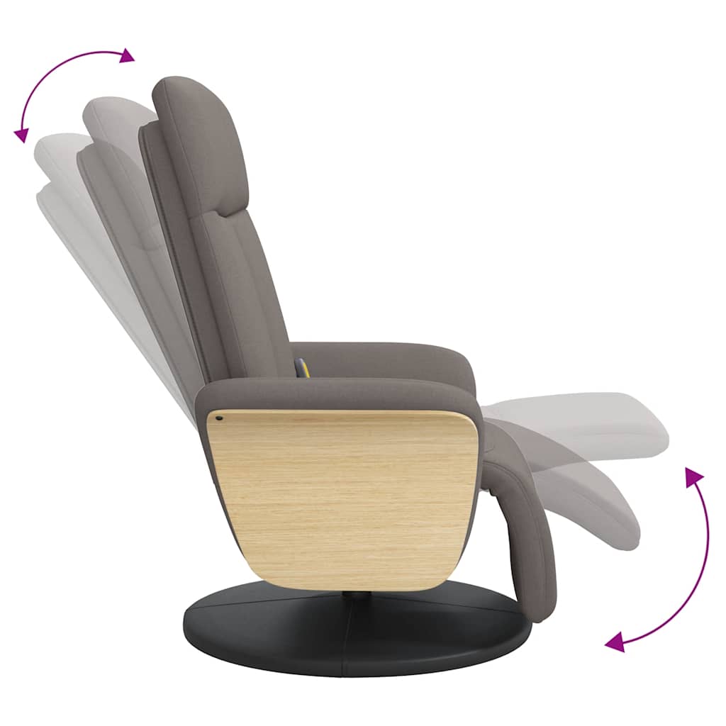 Fauteuil de massage avec repose-pieds taupe en tissu vidaXL