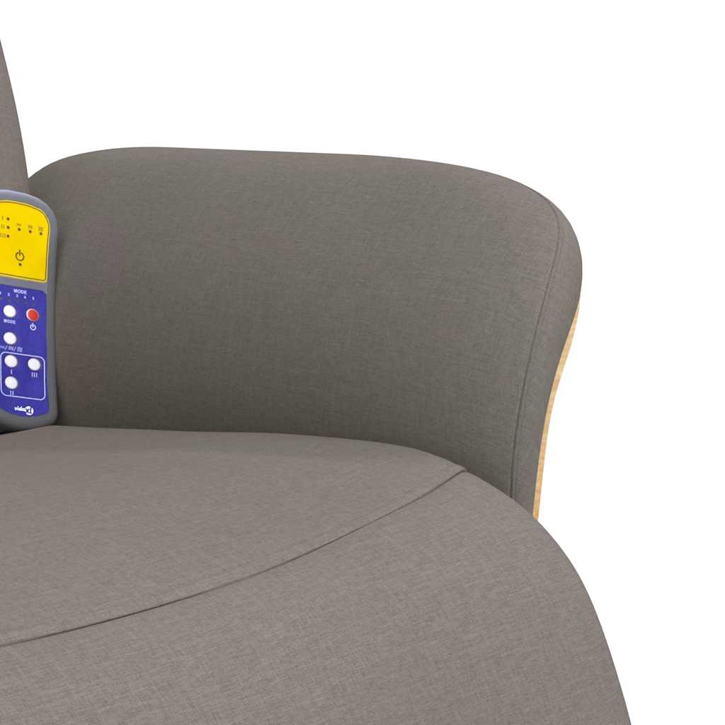 Fauteuil de massage avec repose-pieds taupe en tissu vidaXL
