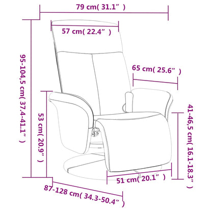 Fauteuil de massage avec repose-pieds taupe en tissu vidaXL