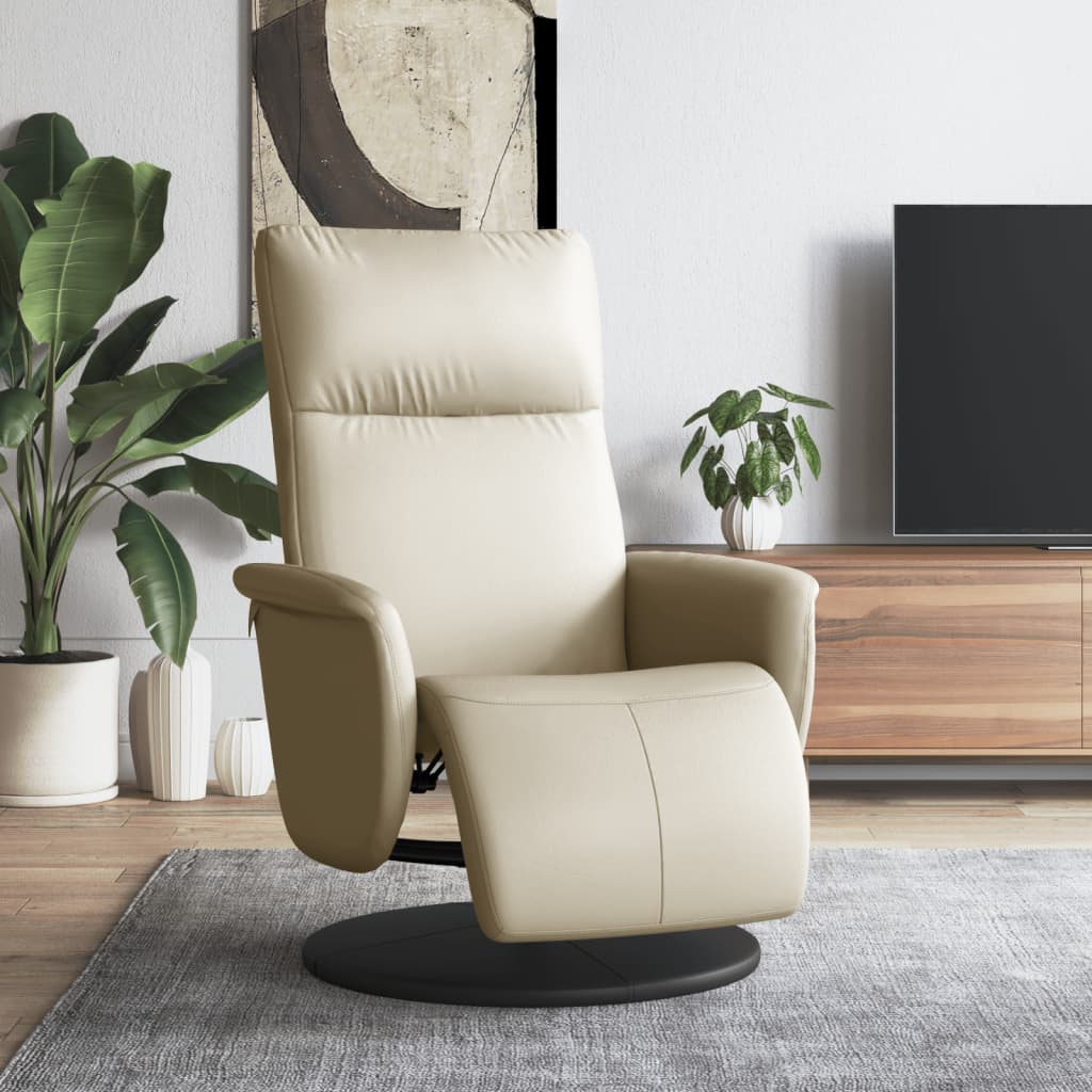 vidaXL Relaxsessel mit Fußteil Creme Kunstleder