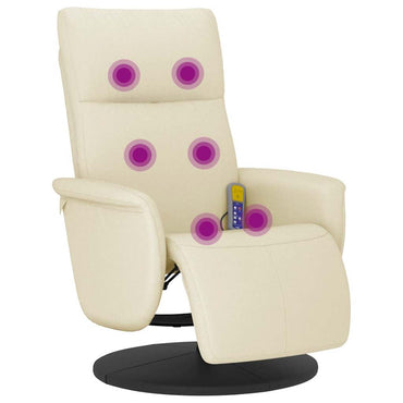 vidaXL Massagesessel mit Fußteil Creme Kunstleder