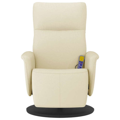 vidaXL Massagesessel mit Fußteil Creme Kunstleder