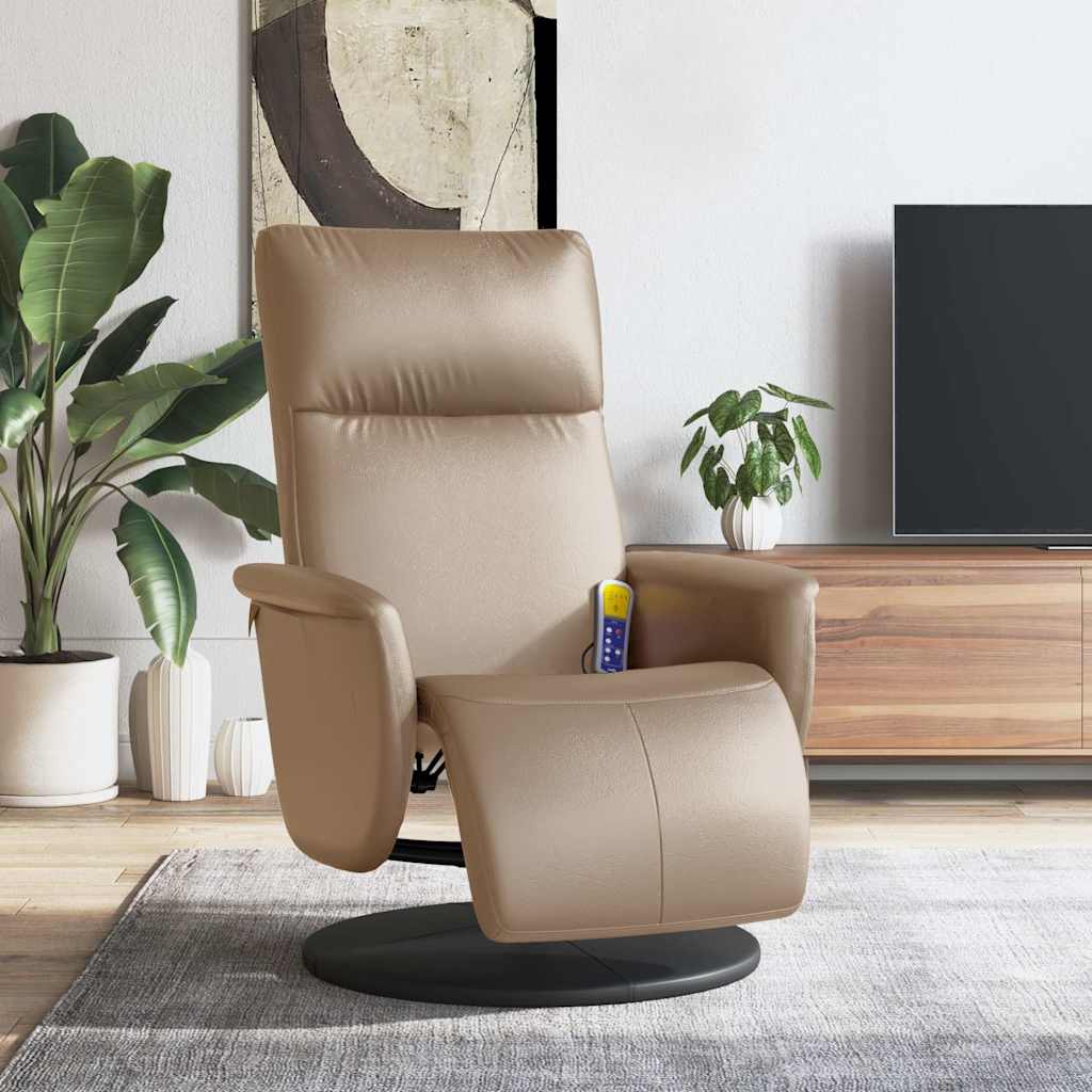vidaXL Massagesessel mit Fußteil Cappuccino-Braun Kunstleder