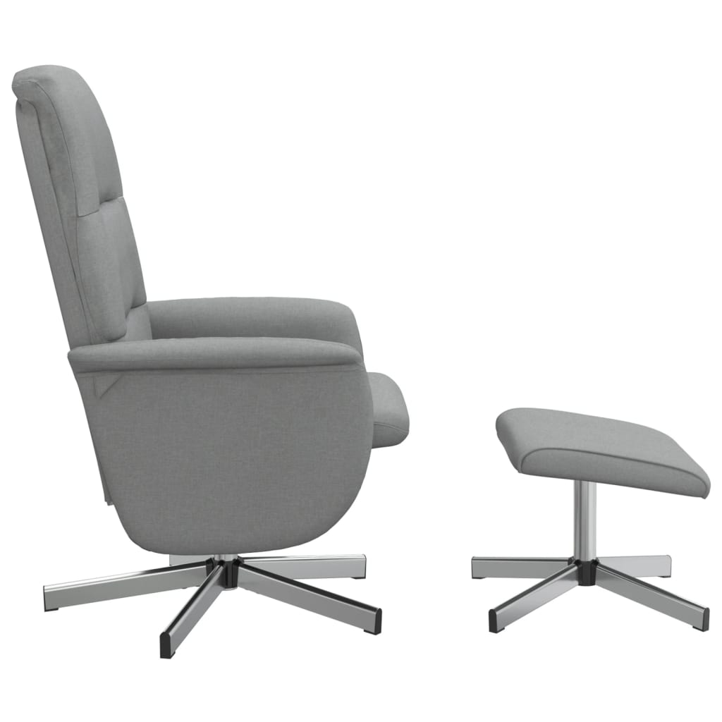 vidaXL Relaxsessel mit Fußhocker Hellgrau Stoff