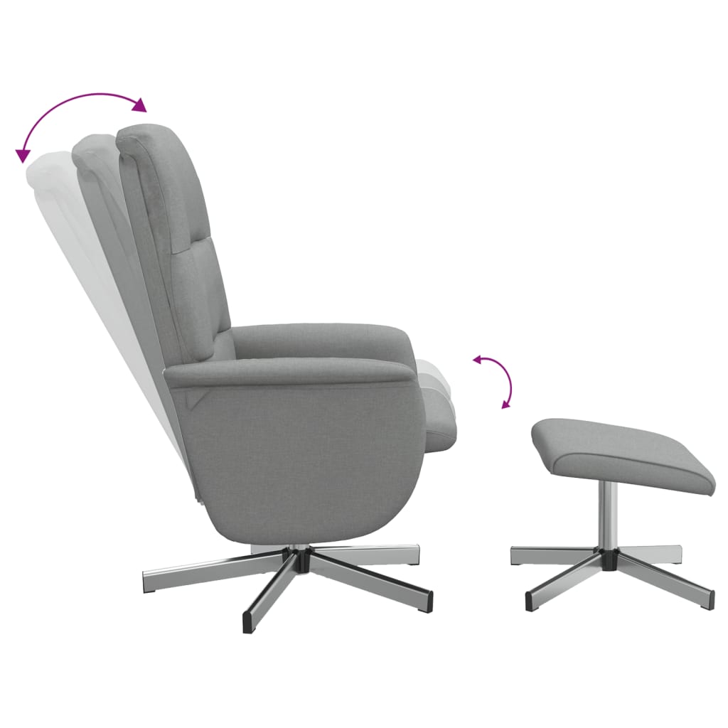 vidaXL Relaxsessel mit Fußhocker Hellgrau Stoff