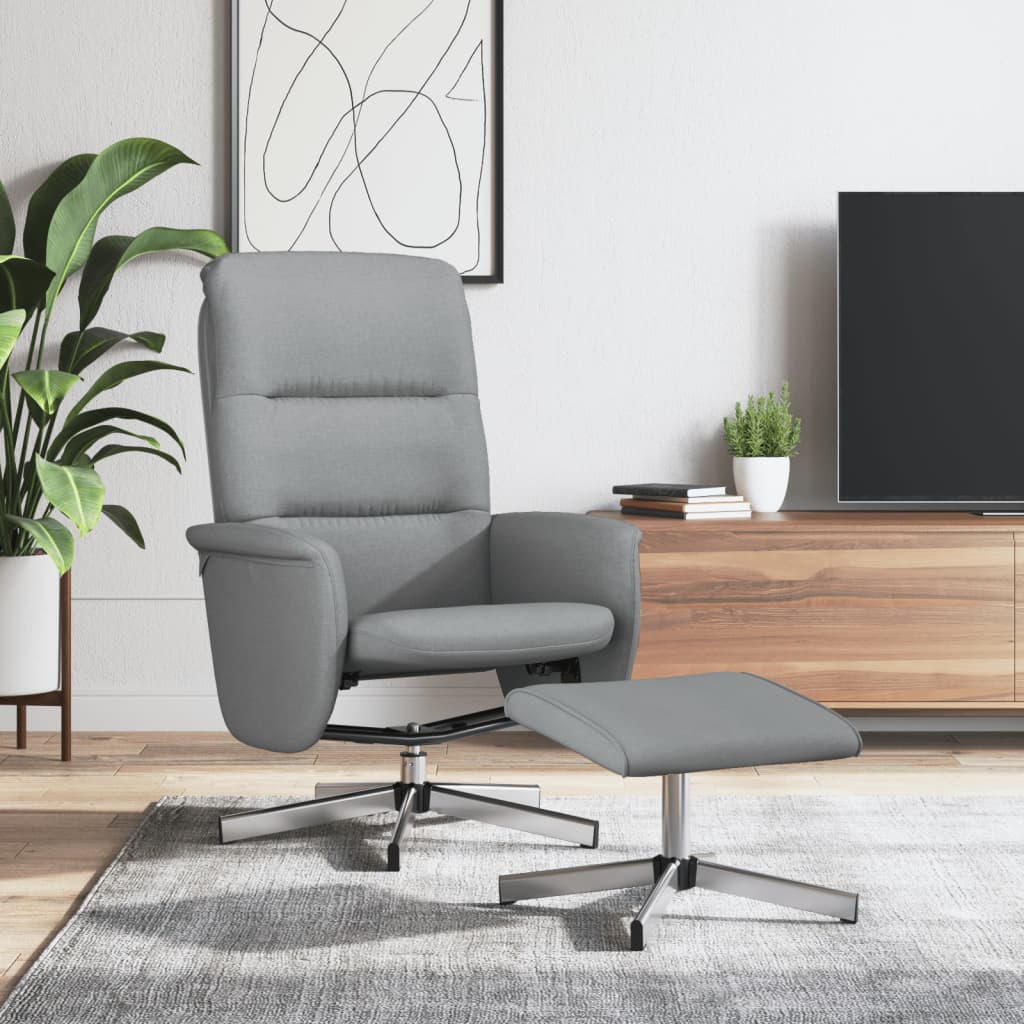 vidaXL Relaxsessel mit Fußhocker Hellgrau Stoff