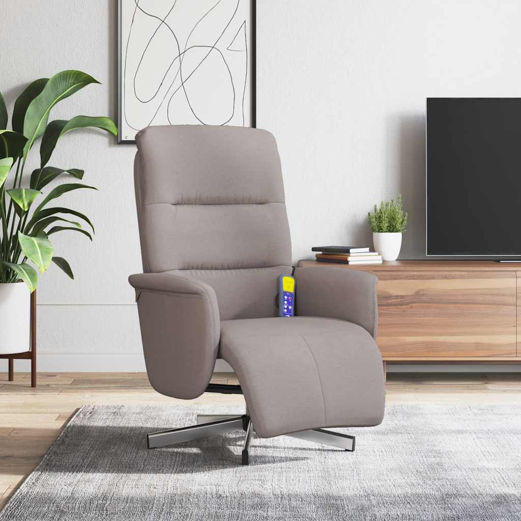 vidaXL Massagesessel mit Fußteil Taupe Stoff