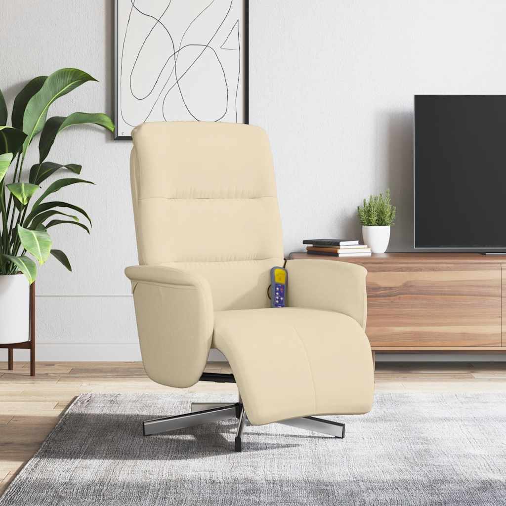 vidaXL Massagesessel mit Fußteil Creme Stoff