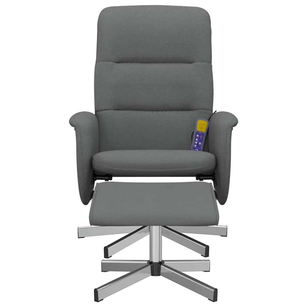 vidaXL Massagesessel mit Fußhocker Dunkelgrau Stoff