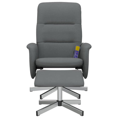 vidaXL Massagesessel mit Fußhocker Dunkelgrau Stoff