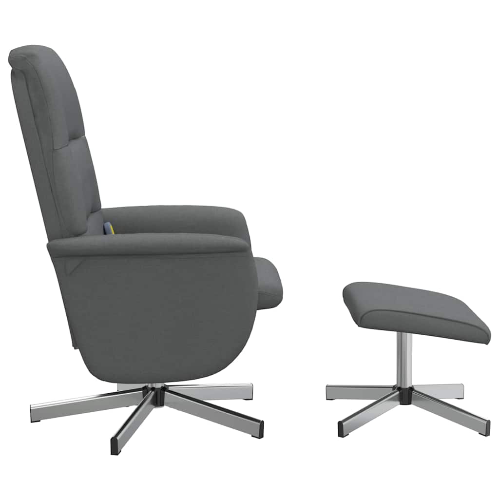 vidaXL Massagesessel mit Fußhocker Dunkelgrau Stoff