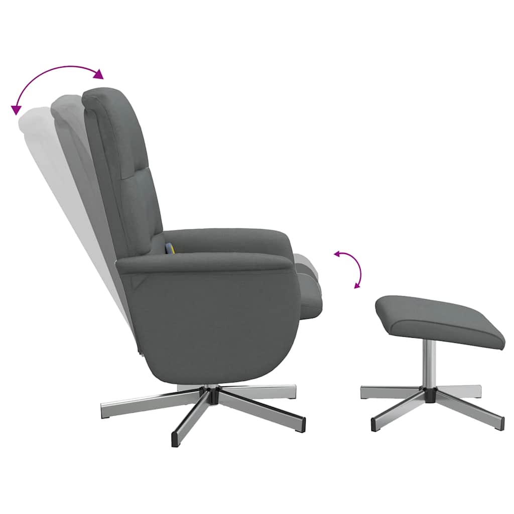 vidaXL Massagesessel mit Fußhocker Dunkelgrau Stoff