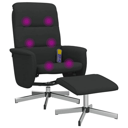 vidaXL Massagesessel mit Fußhocker Schwarz Stoff