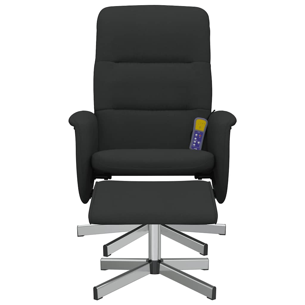 vidaXL Massagesessel mit Fußhocker Schwarz Stoff