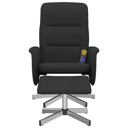 vidaXL Massagesessel mit Fußhocker Schwarz Stoff