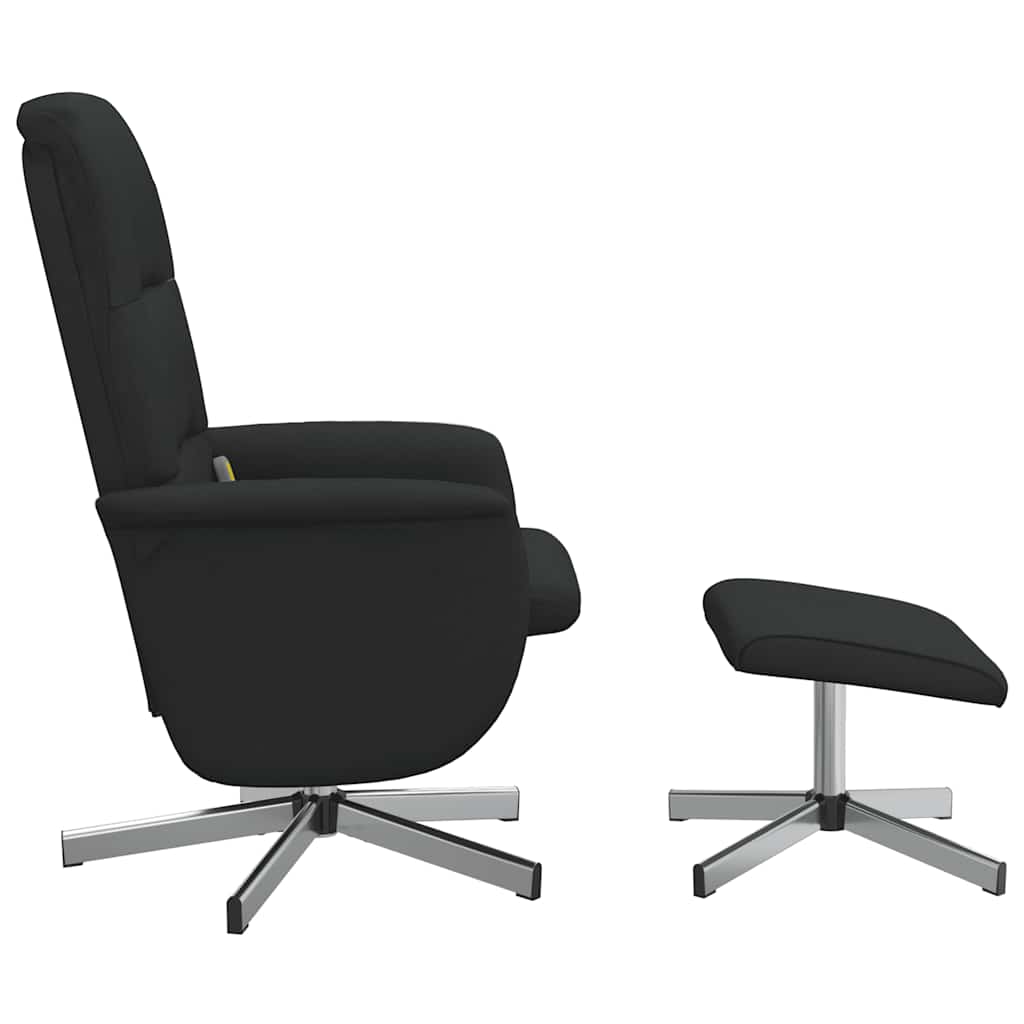 vidaXL Massagesessel mit Fußhocker Schwarz Stoff