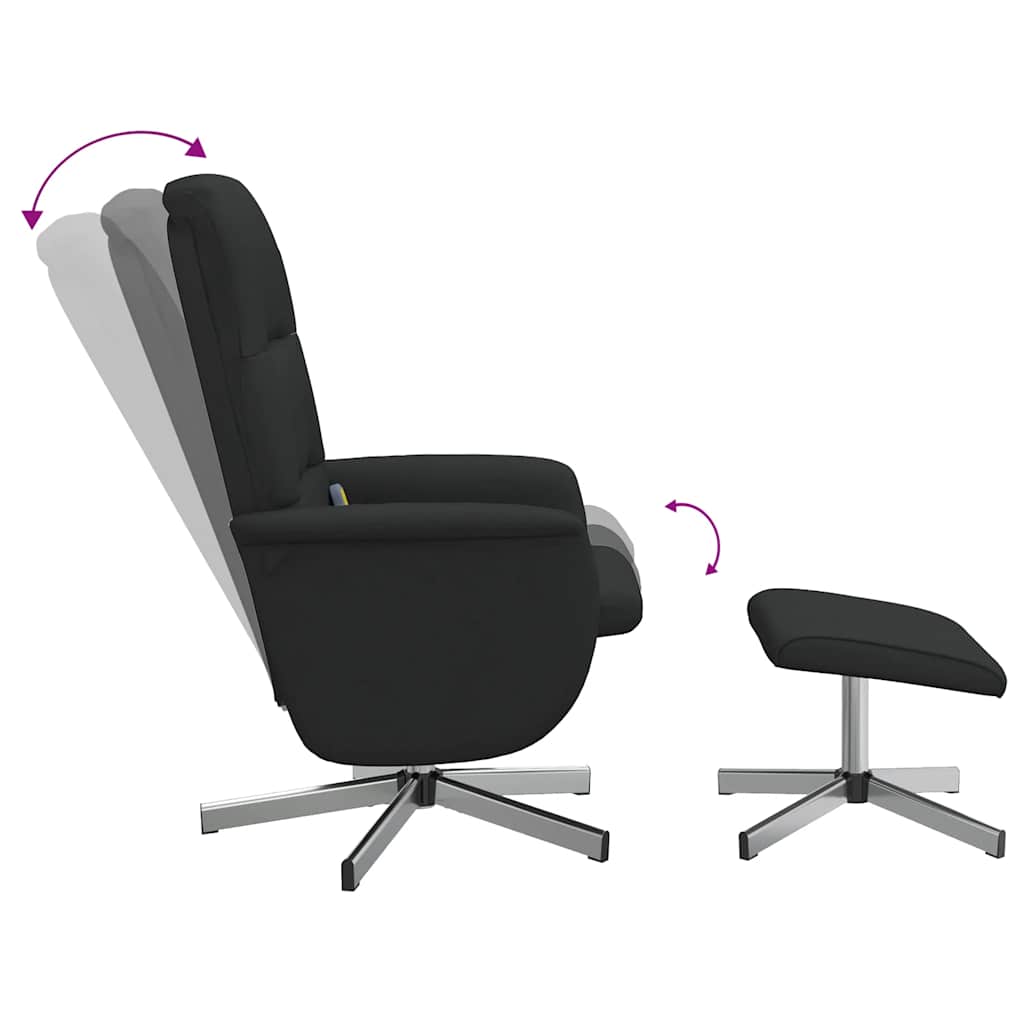 vidaXL Massagesessel mit Fußhocker Schwarz Stoff