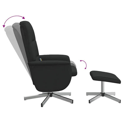 vidaXL Massagesessel mit Fußhocker Schwarz Stoff