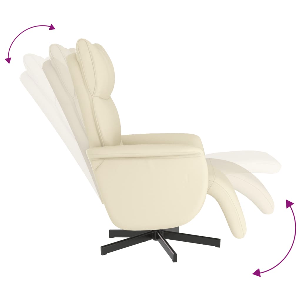 vidaXL Relaxsessel mit Fußteil Creme Kunstleder