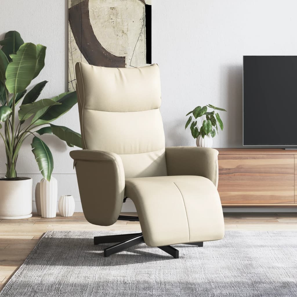 vidaXL Relaxsessel mit Fußteil Creme Kunstleder
