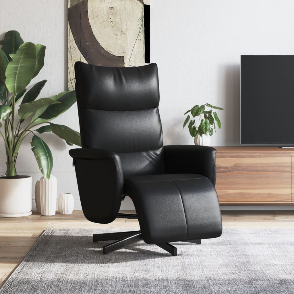 vidaXL Relaxsessel mit Fußteil Schwarz Kunstleder