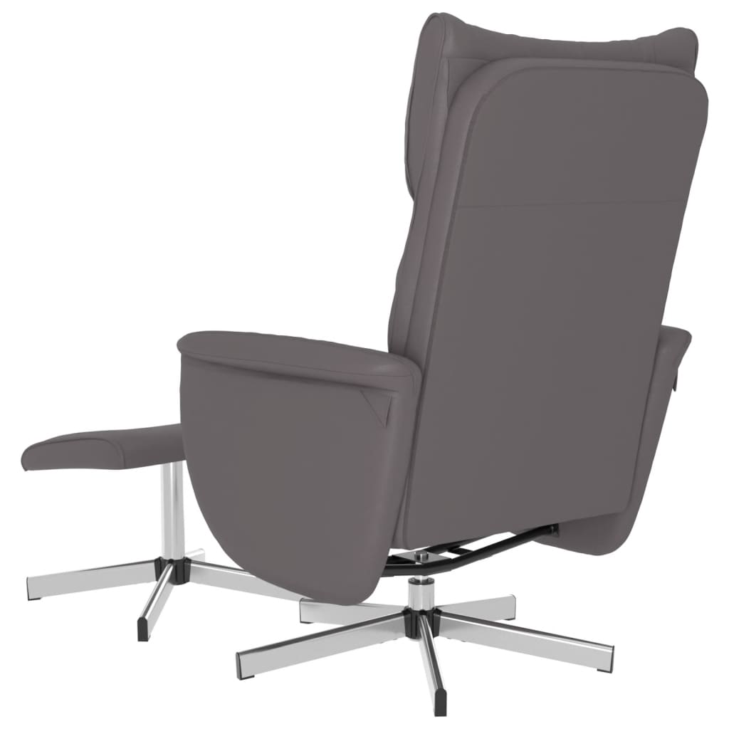 vidaXL Relaxsessel mit Fußhocker Grau Kunstleder