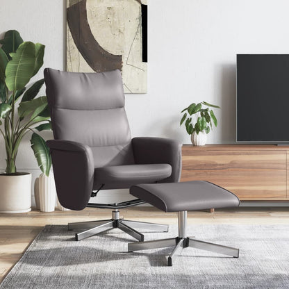 vidaXL Relaxsessel mit Fußhocker Grau Kunstleder