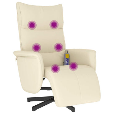 vidaXL Massagesessel mit Fußteil Creme Kunstleder