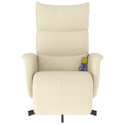 vidaXL Massagesessel mit Fußteil Creme Kunstleder