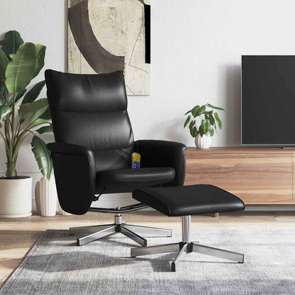 vidaXL Massagesessel mit Fußhocker Schwarz Kunstleder