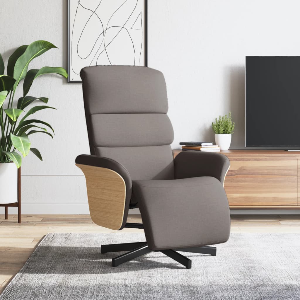 vidaXL Relaxsessel mit Fußteil Taupe Stoff