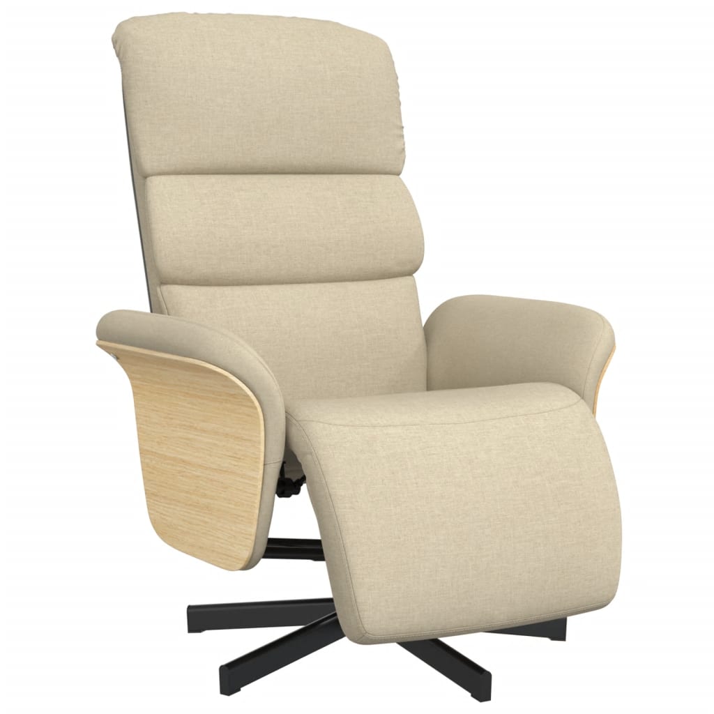 vidaXL Relaxsessel mit Fußteil Creme Stoff