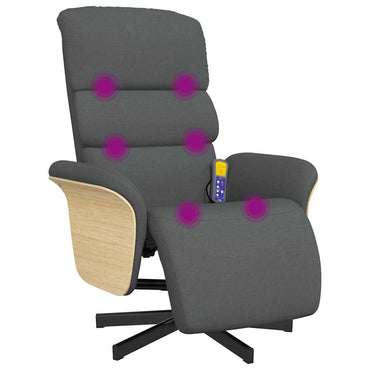 vidaXL Massagesessel mit Fußteil Dunkelgrau Stoff