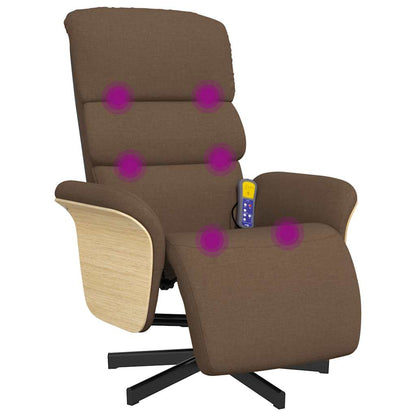 vidaXL Massagesessel mit Fußteil Braun Stoff